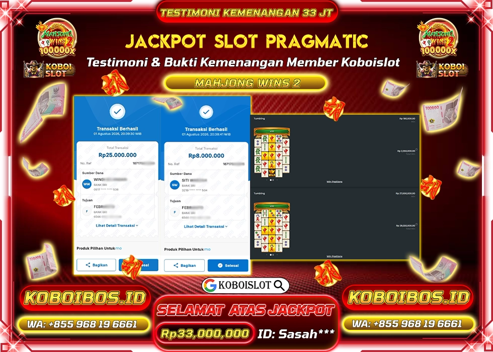 BUKTI KEMENANGAN SLOT GACOR MAHJONG WINS 2 Rp33.000.000,- LUNAS